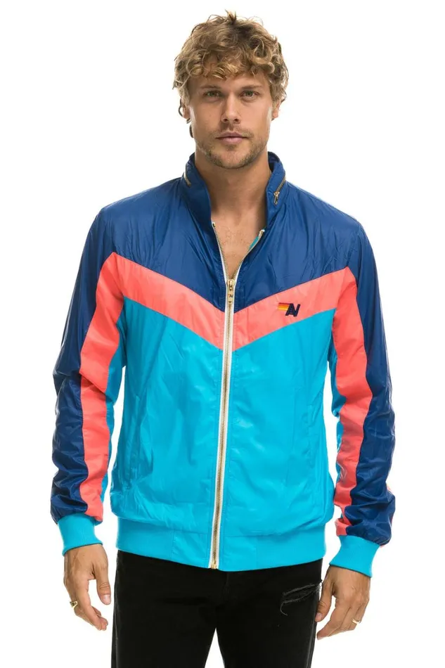 WomenMen Outerwear Aviator Nation MEN039S WINDBREAKER JACKET NEON BLUE WomenMen Outerwear Aviator Nation MEN039S WINDBREAKER JACKET NEON BLUE