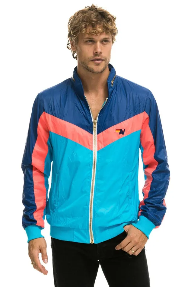 WomenMen Outerwear Aviator Nation MEN039S WINDBREAKER JACKET NEON BLUE WomenMen Outerwear Aviator Nation MEN039S WINDBREAKER JACKET NEON BLUE