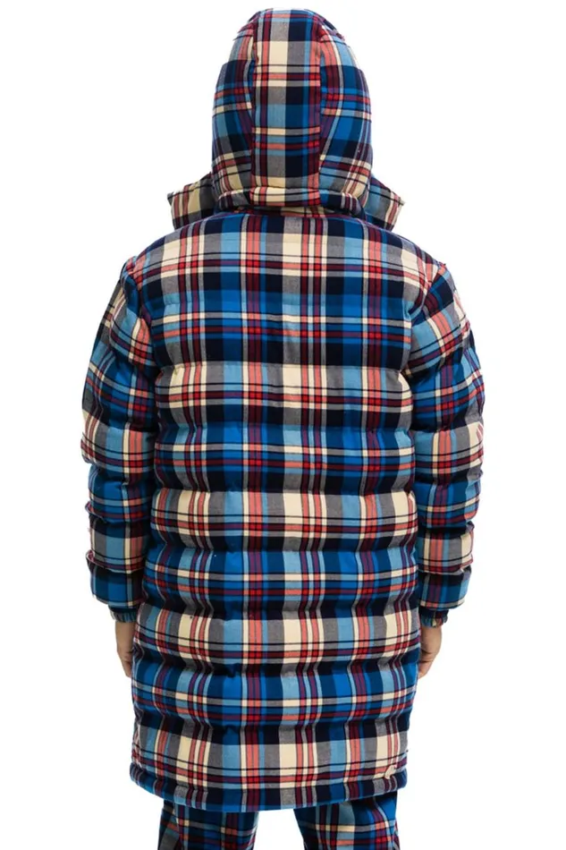 WomenMen Outerwear Aviator Nation PLAID UNISEX LONG TREKKER JACKET 8211 PATRIOT PLAID