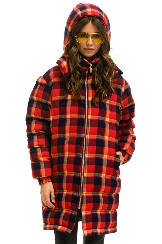 WomenMen Outerwear Aviator Nation PLAID UNISEX LONG TREKKER JACKET 8211 RUGBY PLAID