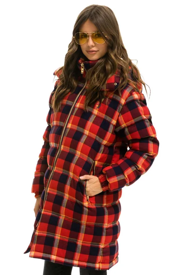 WomenMen Outerwear Aviator Nation PLAID UNISEX LONG TREKKER JACKET 8211 RUGBY PLAID