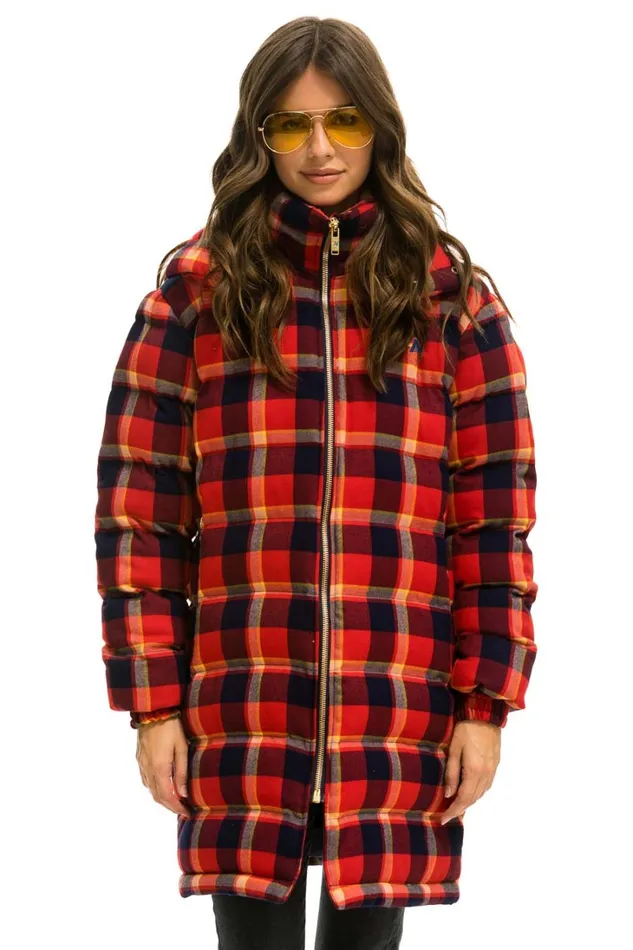WomenMen Outerwear Aviator Nation PLAID UNISEX LONG TREKKER JACKET 8211 RUGBY PLAID