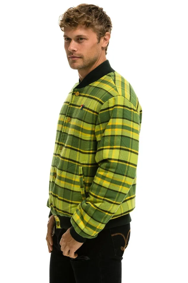 WomenMen Outerwear Aviator Nation PLAID UNISEX VARSITY JACKET 8211 AVOCADO PLAID
