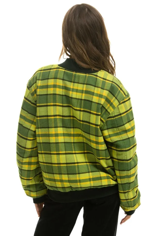 WomenMen Outerwear Aviator Nation PLAID UNISEX VARSITY JACKET 8211 AVOCADO PLAID