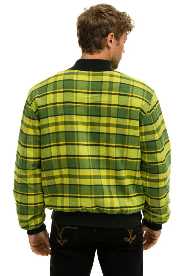 WomenMen Outerwear Aviator Nation PLAID UNISEX VARSITY JACKET 8211 AVOCADO PLAID
