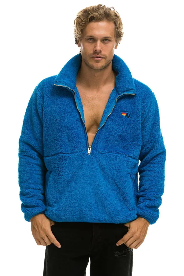 WomenMen Outerwear Aviator Nation TEDDY UNISEX HALF ZIP JACKET 8211 BLUE CINA WomenMen Outerwear Aviator Nation TEDDY UNISEX HALF ZIP JACKET 8211 BLUE CINA
