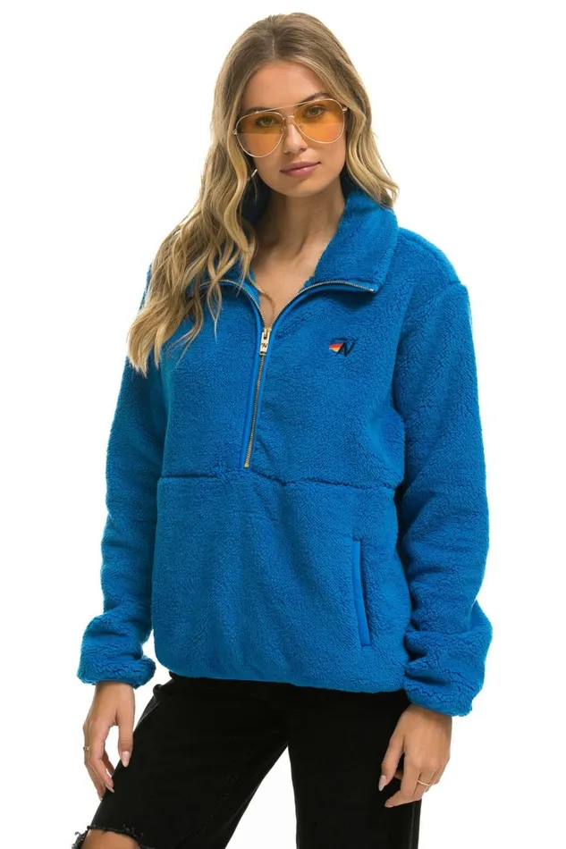 WomenMen Outerwear Aviator Nation TEDDY UNISEX HALF ZIP JACKET 8211 BLUE CINA WomenMen Outerwear Aviator Nation TEDDY UNISEX HALF ZIP JACKET 8211 BLUE CINA