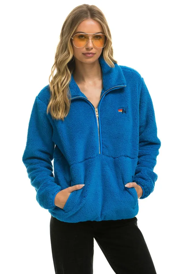 WomenMen Outerwear Aviator Nation TEDDY UNISEX HALF ZIP JACKET 8211 BLUE CINA WomenMen Outerwear Aviator Nation TEDDY UNISEX HALF ZIP JACKET 8211 BLUE CINA