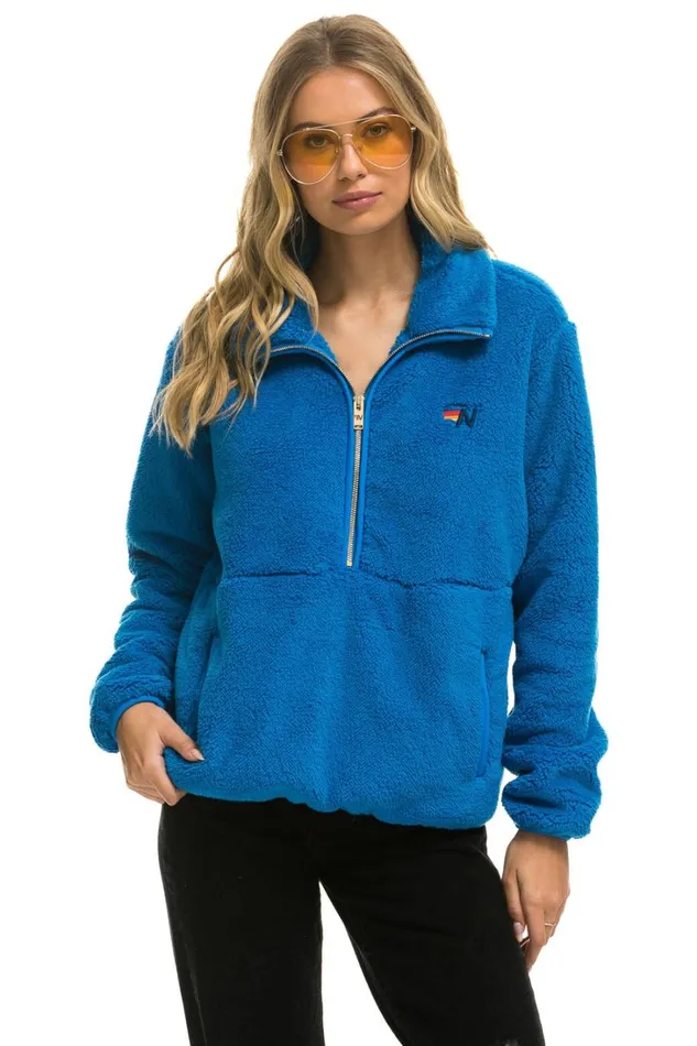 WomenMen Outerwear Aviator Nation TEDDY UNISEX HALF ZIP JACKET 8211 BLUE CINA WomenMen Outerwear Aviator Nation TEDDY UNISEX HALF ZIP JACKET 8211 BLUE CINA