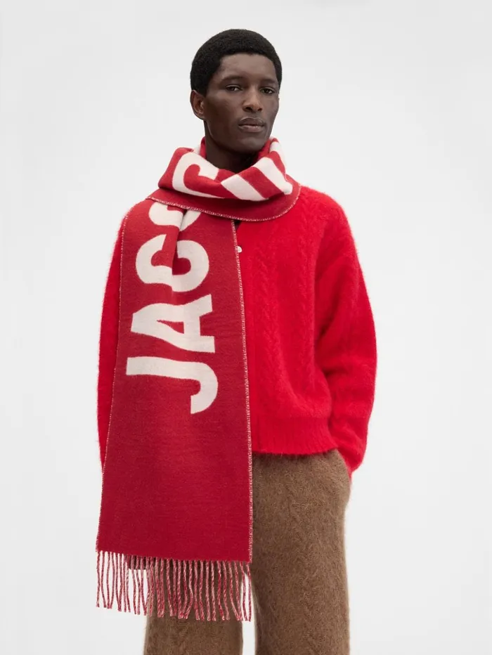 WomenMen Scarves Beanies and Gloves JACQUEMUS The Jacquemus Scarf Red