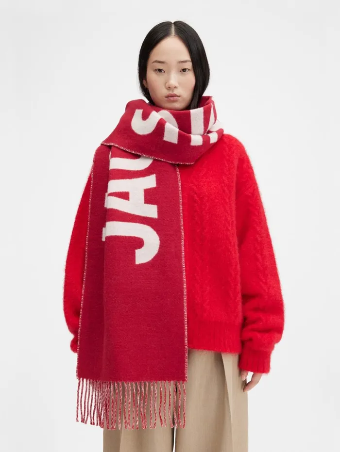 WomenMen Scarves Beanies and Gloves JACQUEMUS The Jacquemus Scarf Red