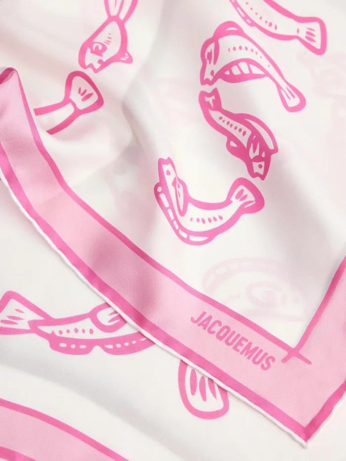 WomenMen Textile Accessories JACQUEMUS The Pesco Bandana Print Capri Fish Pink