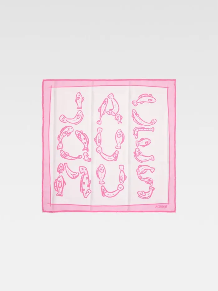 WomenMen Textile Accessories JACQUEMUS The Pesco Bandana Print Capri Fish Pink