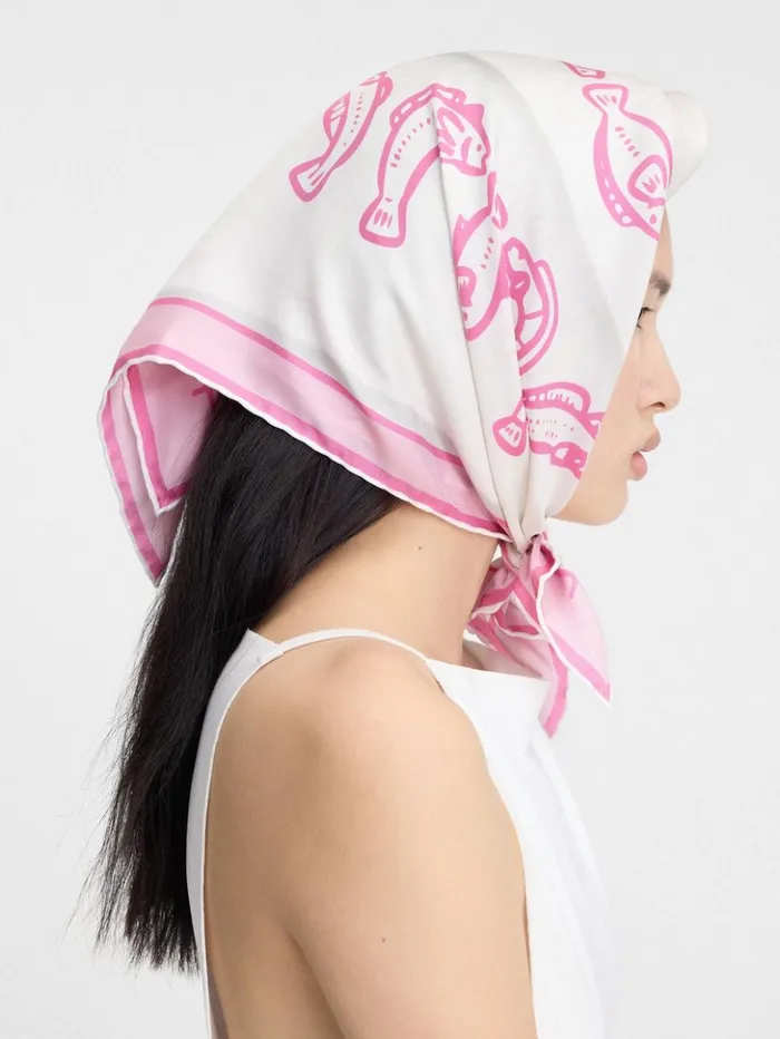 WomenMen Textile Accessories JACQUEMUS The Pesco Bandana Print Capri Fish Pink