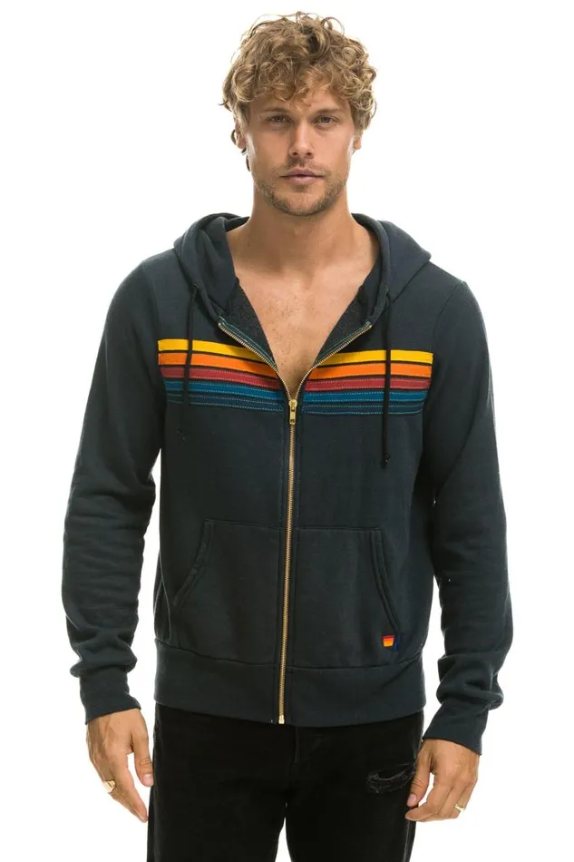 WomenMen Tops Aviator Nation 5 STRIPE HOODIE 8211 CHARCOAL WomenMen Tops Aviator Nation 5 STRIPE HOODIE 8211 CHARCOAL