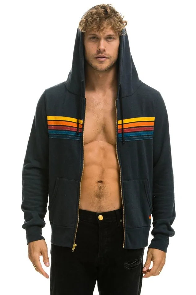 WomenMen Tops Aviator Nation 5 STRIPE HOODIE 8211 CHARCOAL WomenMen Tops Aviator Nation 5 STRIPE HOODIE 8211 CHARCOAL