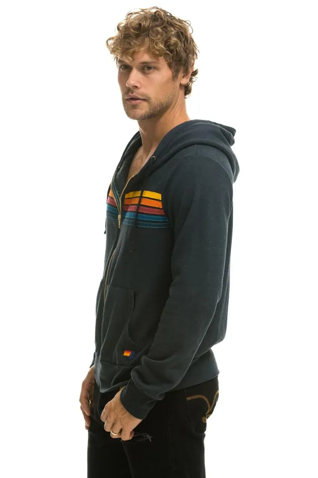 WomenMen Tops Aviator Nation 5 STRIPE HOODIE 8211 CHARCOAL WomenMen Tops Aviator Nation 5 STRIPE HOODIE 8211 CHARCOAL
