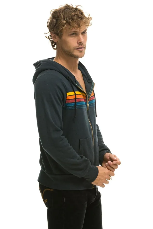 WomenMen Tops Aviator Nation 5 STRIPE HOODIE 8211 CHARCOAL WomenMen Tops Aviator Nation 5 STRIPE HOODIE 8211 CHARCOAL