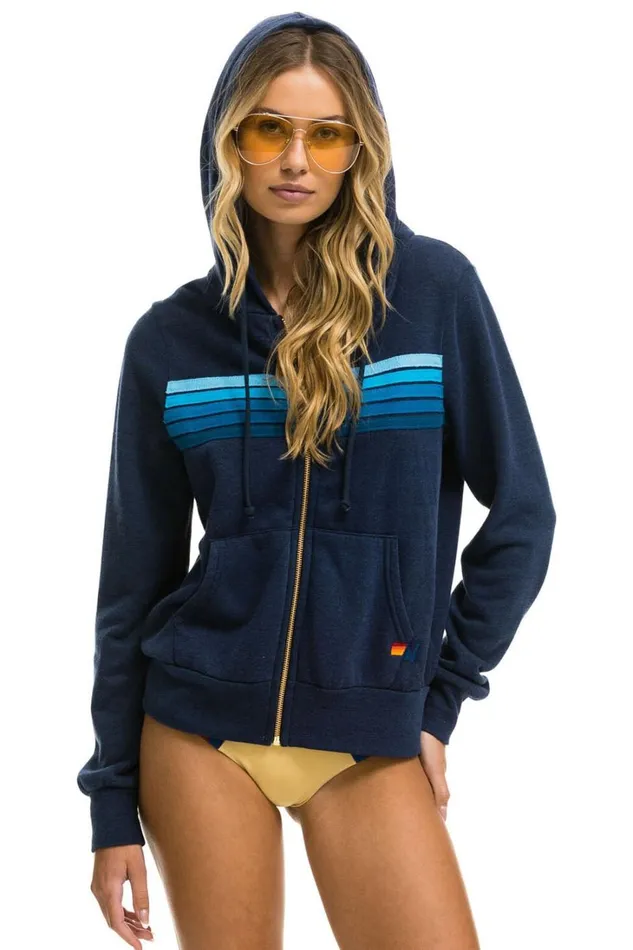 WomenMen Tops Aviator Nation 5 STRIPE HOODIE 8211 NAVY BLUE WomenMen Tops Aviator Nation 5 STRIPE HOODIE 8211 NAVY BLUE