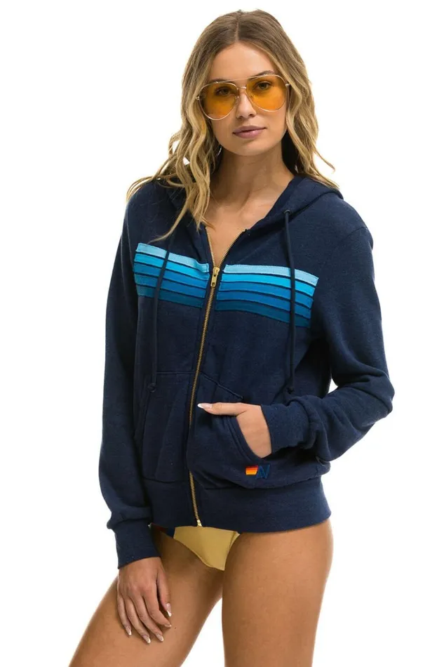 WomenMen Tops Aviator Nation 5 STRIPE HOODIE 8211 NAVY BLUE WomenMen Tops Aviator Nation 5 STRIPE HOODIE 8211 NAVY BLUE