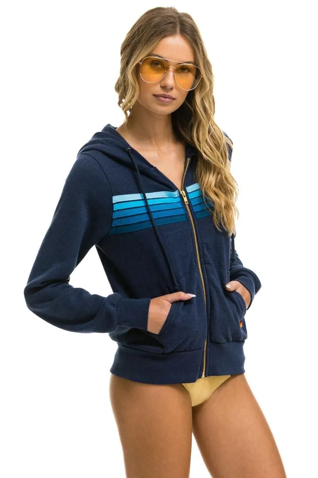 WomenMen Tops Aviator Nation 5 STRIPE HOODIE 8211 NAVY BLUE WomenMen Tops Aviator Nation 5 STRIPE HOODIE 8211 NAVY BLUE