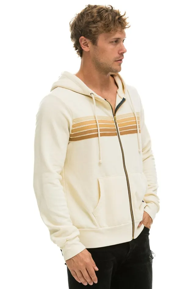 WomenMen Tops Aviator Nation 5 STRIPE HOODIE 8211 VINTAGE WHITE TAN WomenMen Tops Aviator Nation 5 STRIPE HOODIE 8211 VINTAGE WHITE TAN