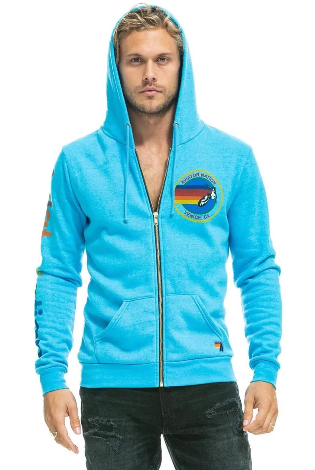 WomenMen Tops Aviator Nation AVIATOR NATION HOODIE 8211 NEON BLUE WomenMen Tops Aviator Nation AVIATOR NATION HOODIE 8211 NEON BLUE