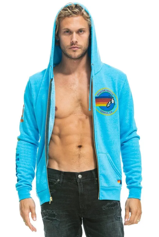 WomenMen Tops Aviator Nation AVIATOR NATION HOODIE 8211 NEON BLUE WomenMen Tops Aviator Nation AVIATOR NATION HOODIE 8211 NEON BLUE