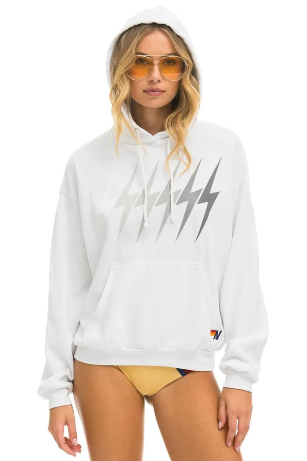 WomenMen Tops Aviator Nation BOLT GRADIENT RELAXED PULLOVER HOODIE 8211 WHITE GREY