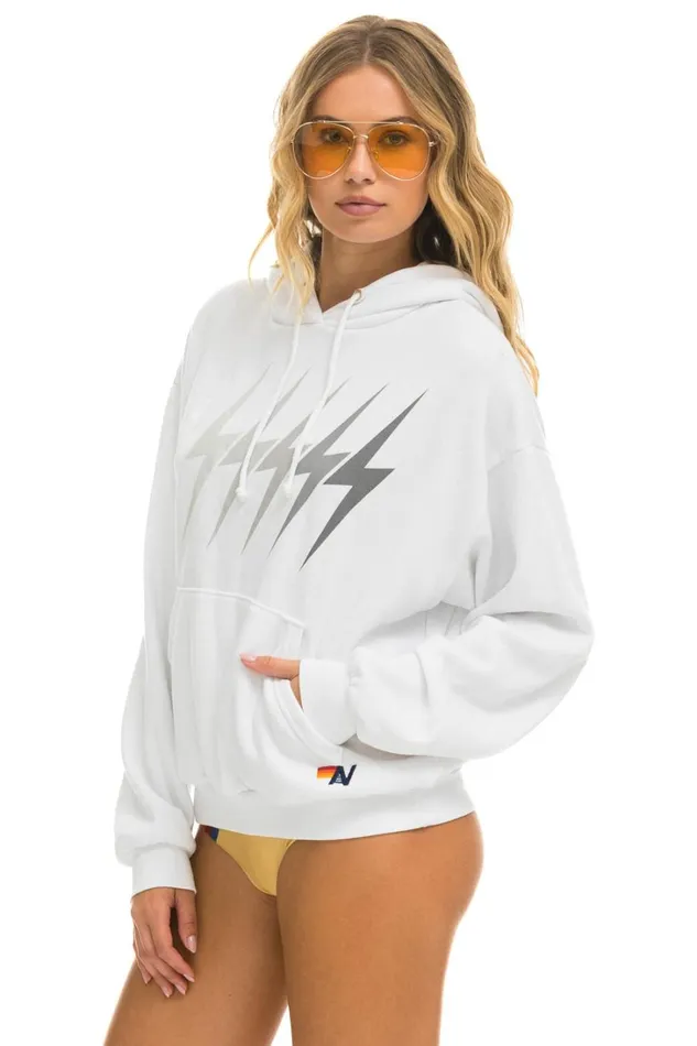 WomenMen Tops Aviator Nation BOLT GRADIENT RELAXED PULLOVER HOODIE 8211 WHITE GREY WomenMen Tops Aviator Nation BOLT GRADIENT RELAXED PULLOVER HOODIE 8211 WHITE GREY
