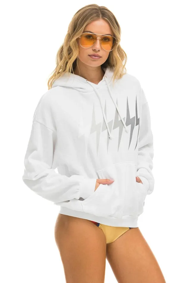 WomenMen Tops Aviator Nation BOLT GRADIENT RELAXED PULLOVER HOODIE 8211 WHITE GREY WomenMen Tops Aviator Nation BOLT GRADIENT RELAXED PULLOVER HOODIE 8211 WHITE GREY