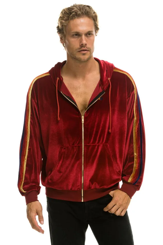 WomenMen Tops Aviator Nation CLASSIC VELVET RELAXED ZIP HOODIE 8211 RED WomenMen Tops Aviator Nation CLASSIC VELVET RELAXED ZIP HOODIE 8211 RED