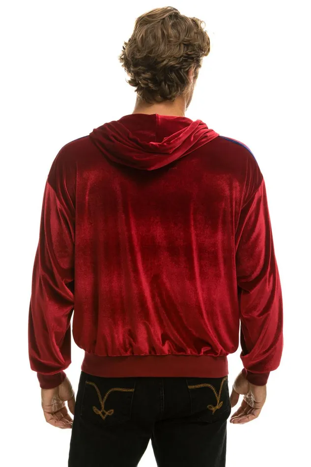 WomenMen Tops Aviator Nation CLASSIC VELVET RELAXED ZIP HOODIE 8211 RED WomenMen Tops Aviator Nation CLASSIC VELVET RELAXED ZIP HOODIE 8211 RED