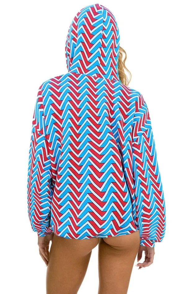 WomenMen Tops Aviator Nation GEO ZIG BOLT EMBROIDERY RELAXED PULLOVER HOODIE 8211 RED BLUE WomenMen Tops Aviator Nation GEO ZIG BOLT EMBROIDERY RELAXED PULLOVER HOODIE 8211 RED BLUE