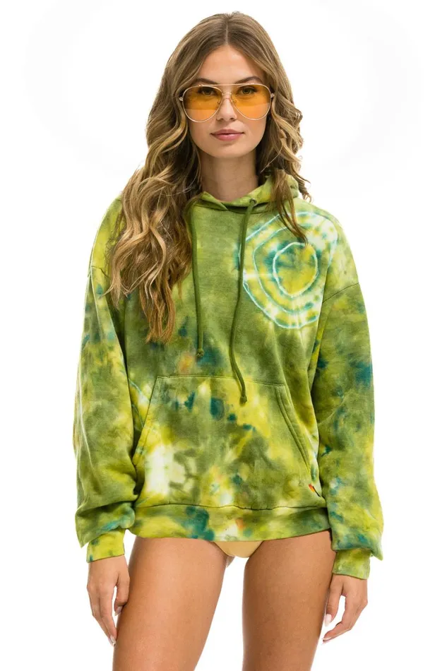 WomenMen Tops Aviator Nation HAND DYED PULLOVER HOODIE RELAXED 8211 TIE DYE GREEN YELLOW WomenMen Tops Aviator Nation HAND DYED PULLOVER HOODIE RELAXED 8211 TIE DYE GREEN YELLOW