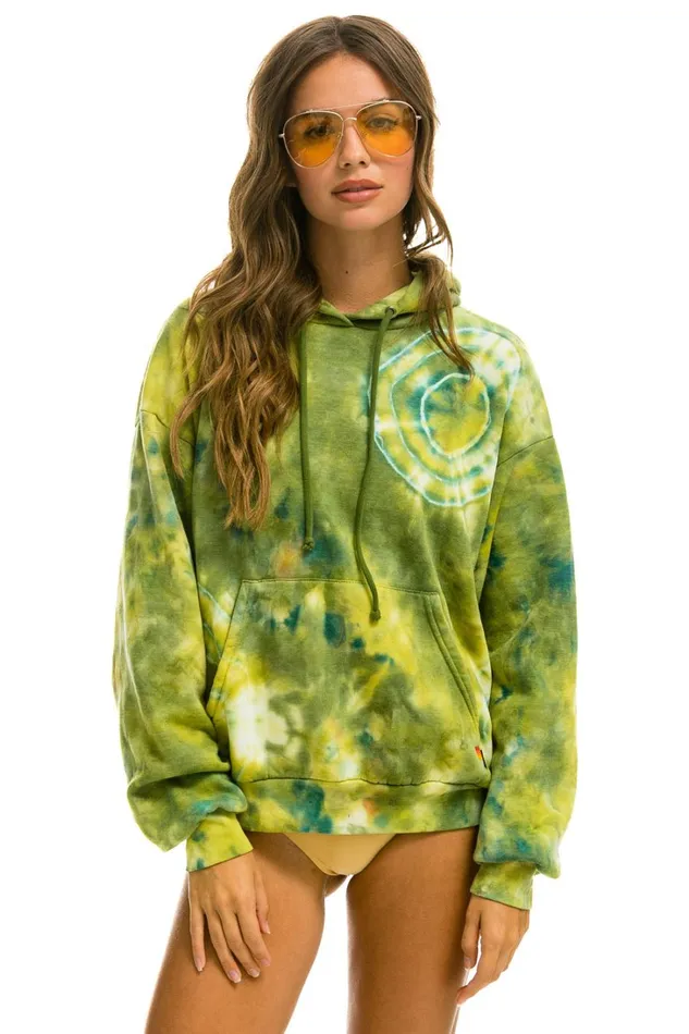 WomenMen Tops Aviator Nation HAND DYED PULLOVER HOODIE RELAXED 8211 TIE DYE GREEN YELLOW WomenMen Tops Aviator Nation HAND DYED PULLOVER HOODIE RELAXED 8211 TIE DYE GREEN YELLOW