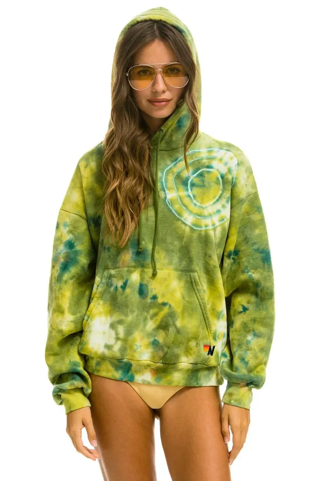 WomenMen Tops Aviator Nation HAND DYED PULLOVER HOODIE RELAXED 8211 TIE DYE GREEN YELLOW WomenMen Tops Aviator Nation HAND DYED PULLOVER HOODIE RELAXED 8211 TIE DYE GREEN YELLOW