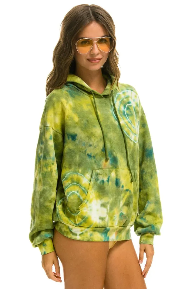 WomenMen Tops Aviator Nation HAND DYED PULLOVER HOODIE RELAXED 8211 TIE DYE GREEN YELLOW WomenMen Tops Aviator Nation HAND DYED PULLOVER HOODIE RELAXED 8211 TIE DYE GREEN YELLOW