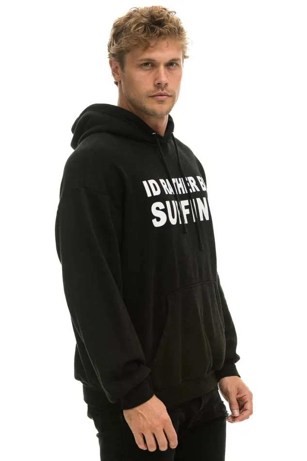 WomenMen Tops Aviator Nation ID RATHER BE SURFING RELAXED PULLOVER HOODIE 8211 BLACK WomenMen Tops Aviator Nation ID RATHER BE SURFING RELAXED PULLOVER HOODIE 8211 BLACK