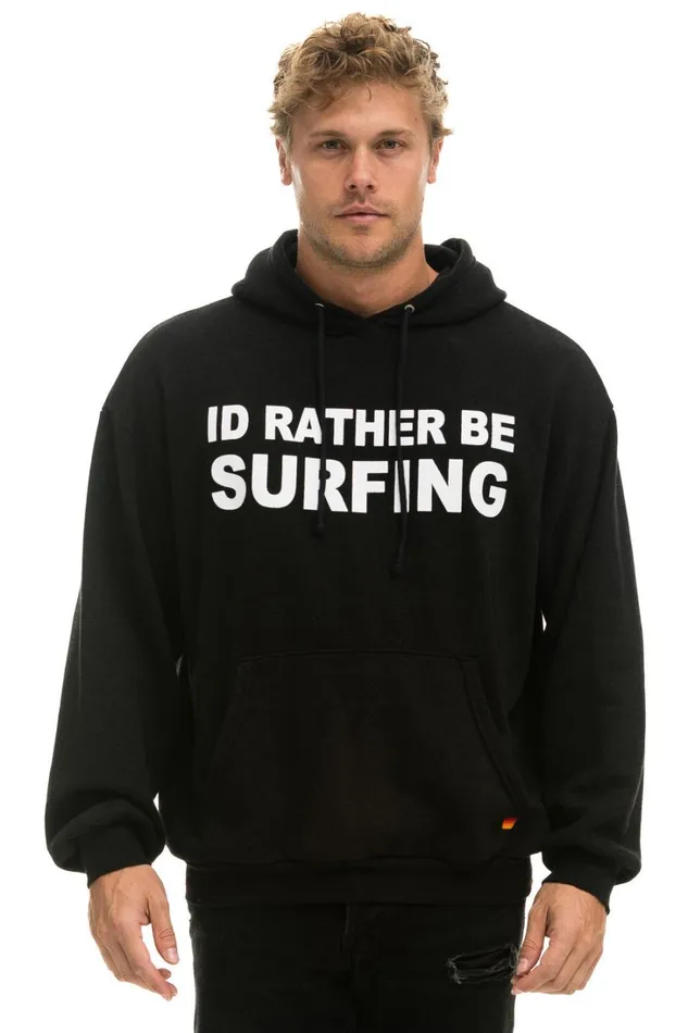 WomenMen Tops Aviator Nation ID RATHER BE SURFING RELAXED PULLOVER HOODIE 8211 BLACK WomenMen Tops Aviator Nation ID RATHER BE SURFING RELAXED PULLOVER HOODIE 8211 BLACK