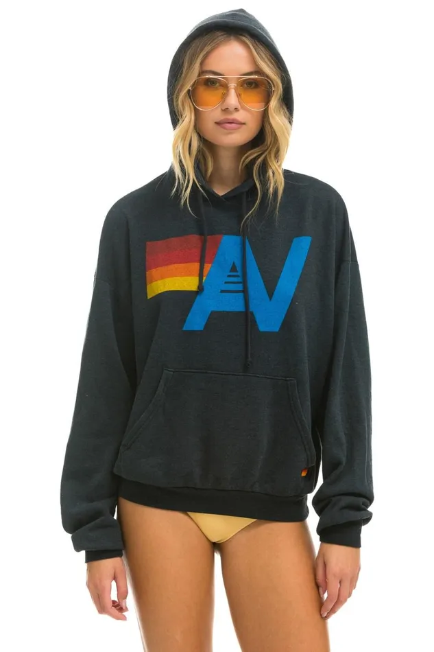 WomenMen Tops Aviator Nation LOGO PULLOVER RELAXED HOODIE 8211 CHARCOAL