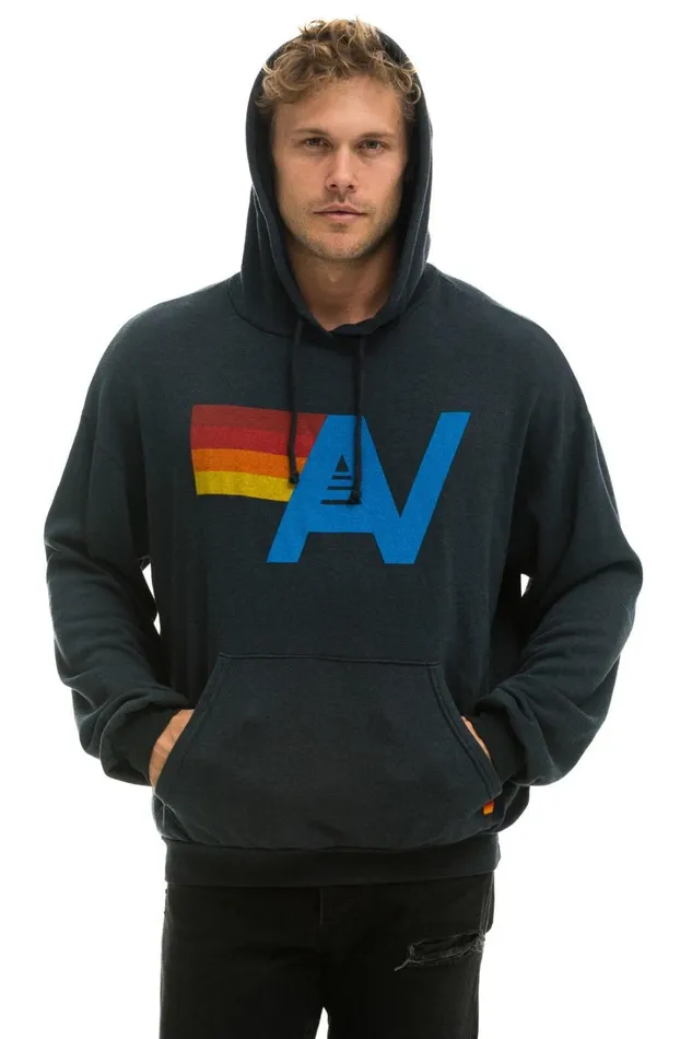 WomenMen Tops Aviator Nation LOGO PULLOVER RELAXED HOODIE 8211 CHARCOAL WomenMen Tops Aviator Nation LOGO PULLOVER RELAXED HOODIE 8211 CHARCOAL