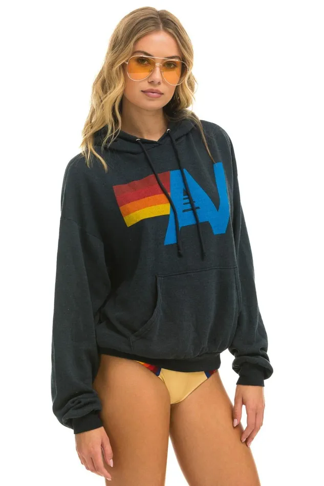 WomenMen Tops Aviator Nation LOGO PULLOVER RELAXED HOODIE 8211 CHARCOAL WomenMen Tops Aviator Nation LOGO PULLOVER RELAXED HOODIE 8211 CHARCOAL
