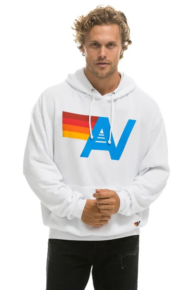 WomenMen Tops Aviator Nation LOGO PULLOVER RELAXED HOODIE 8211 WHITE WomenMen Tops Aviator Nation LOGO PULLOVER RELAXED HOODIE 8211 WHITE
