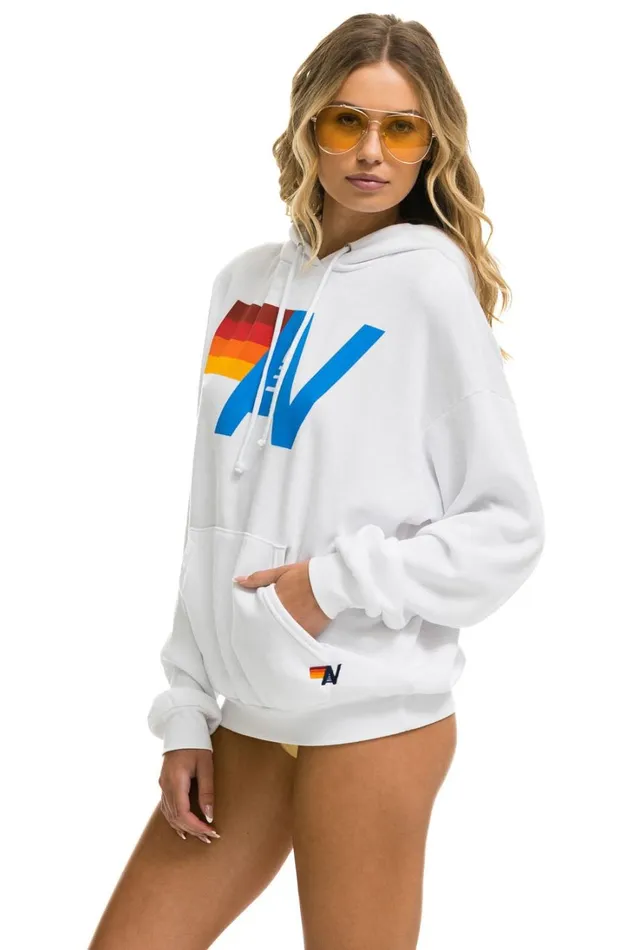 WomenMen Tops Aviator Nation LOGO PULLOVER RELAXED HOODIE 8211 WHITE WomenMen Tops Aviator Nation LOGO PULLOVER RELAXED HOODIE 8211 WHITE