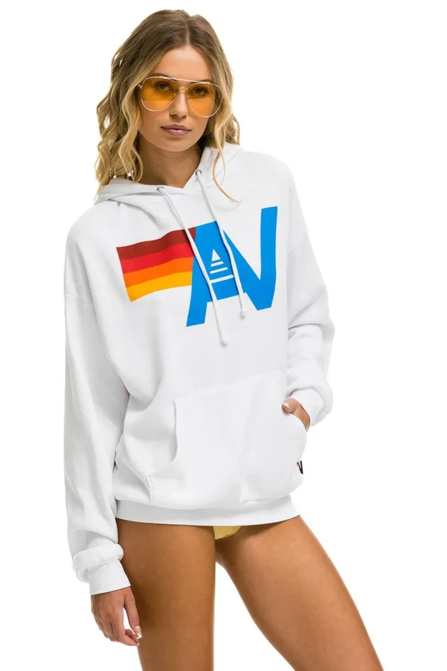 WomenMen Tops Aviator Nation LOGO PULLOVER RELAXED HOODIE 8211 WHITE WomenMen Tops Aviator Nation LOGO PULLOVER RELAXED HOODIE 8211 WHITE