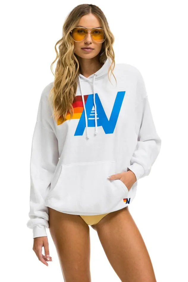 WomenMen Tops Aviator Nation LOGO PULLOVER RELAXED HOODIE 8211 WHITE WomenMen Tops Aviator Nation LOGO PULLOVER RELAXED HOODIE 8211 WHITE