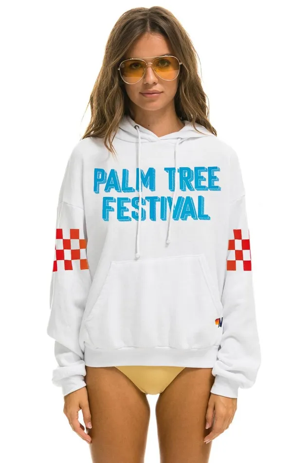 WomenMen Tops Aviator Nation PALM TREE FESTIVAL ASPEN 2023 PULLOVER HOODIE RELAXED 8211 WHITE WomenMen Tops Aviator Nation PALM TREE FESTIVAL ASPEN 2023 PULLOVER HOODIE RELAXED 8211 WHITE