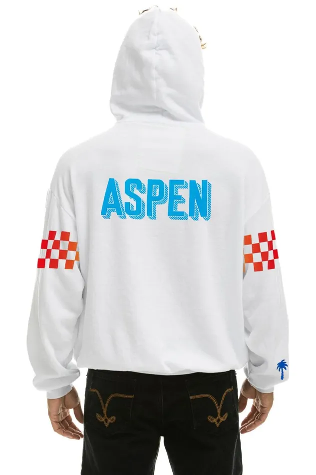 WomenMen Tops Aviator Nation PALM TREE FESTIVAL ASPEN 2023 PULLOVER HOODIE RELAXED 8211 WHITE WomenMen Tops Aviator Nation PALM TREE FESTIVAL ASPEN 2023 PULLOVER HOODIE RELAXED 8211 WHITE