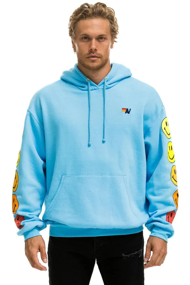 WomenMen Tops Aviator Nation SMILEY SUNSET RELAXED PULLOVER HOODIE 8211 SKY WomenMen Tops Aviator Nation SMILEY SUNSET RELAXED PULLOVER HOODIE 8211 SKY